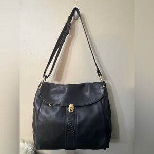 Vintage Elegant Black Leather Shoulder Bag